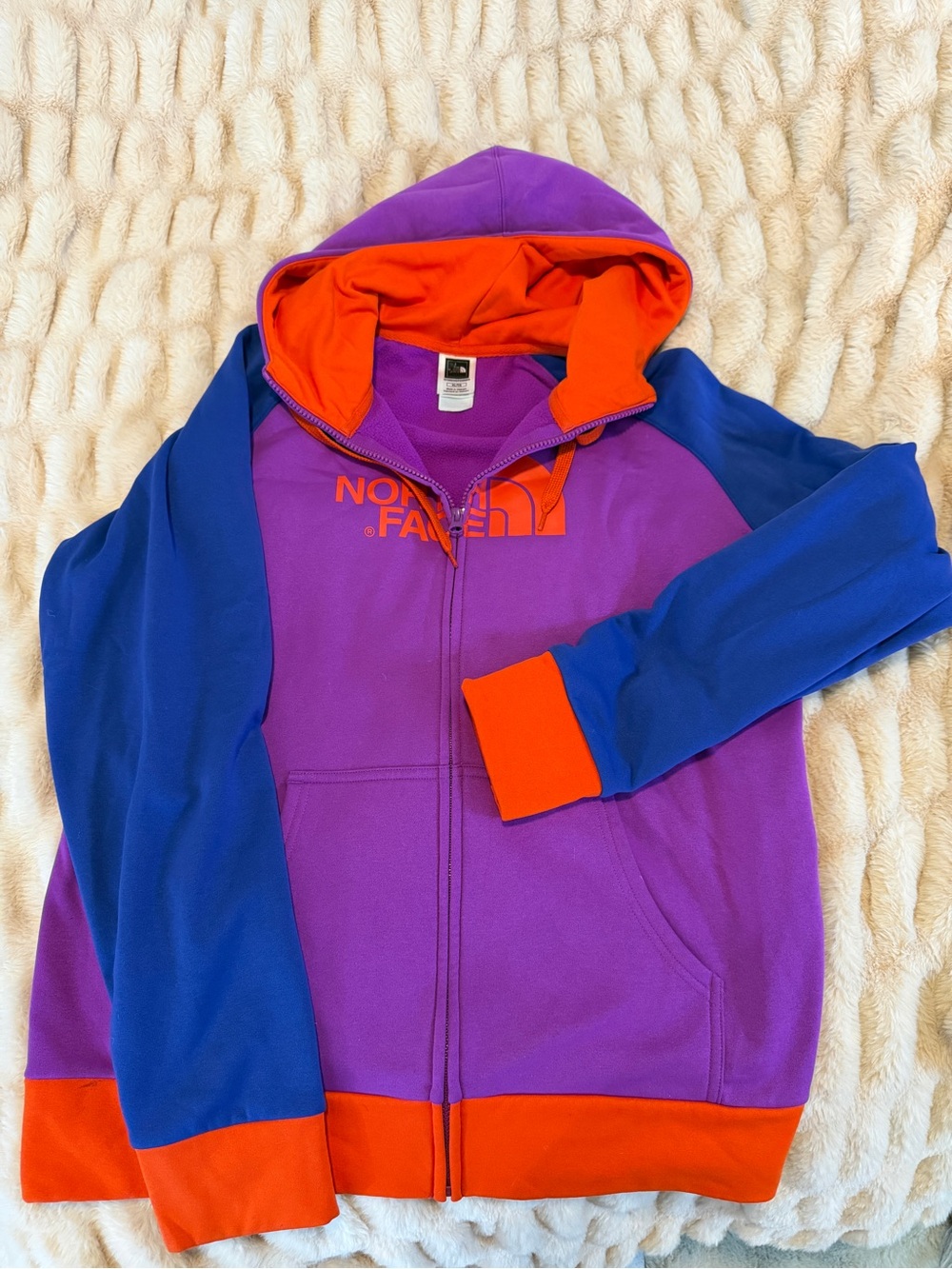The North Face Women’s ' Purple & Blue Hooded Zip Jacket with Orange Accents